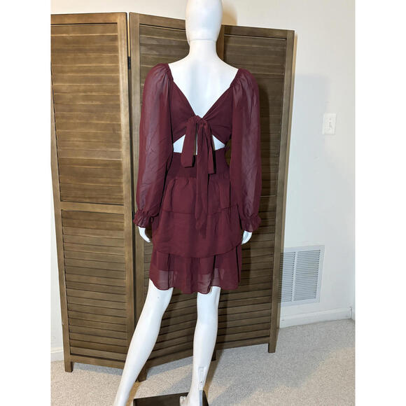 Burgundy Plus-Size Ruffle Dress - Picture 2 of 2
